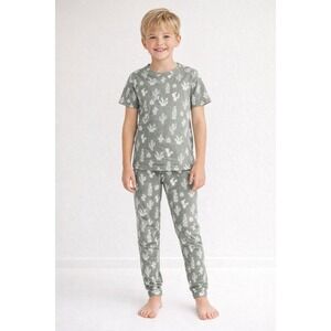 EMERSON AND FRIENDS Pajama Set Kids Boys 6/7T Bamboo Cactus Print Soft Sleepwear